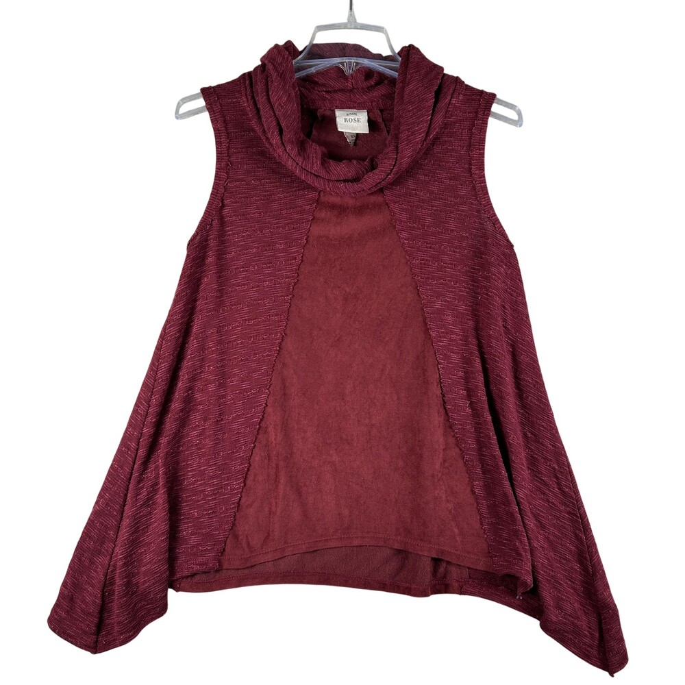 Knox Rose Sweater Womens XS Red Cowl Neck Knit Sleeveless Sharkbite Hem